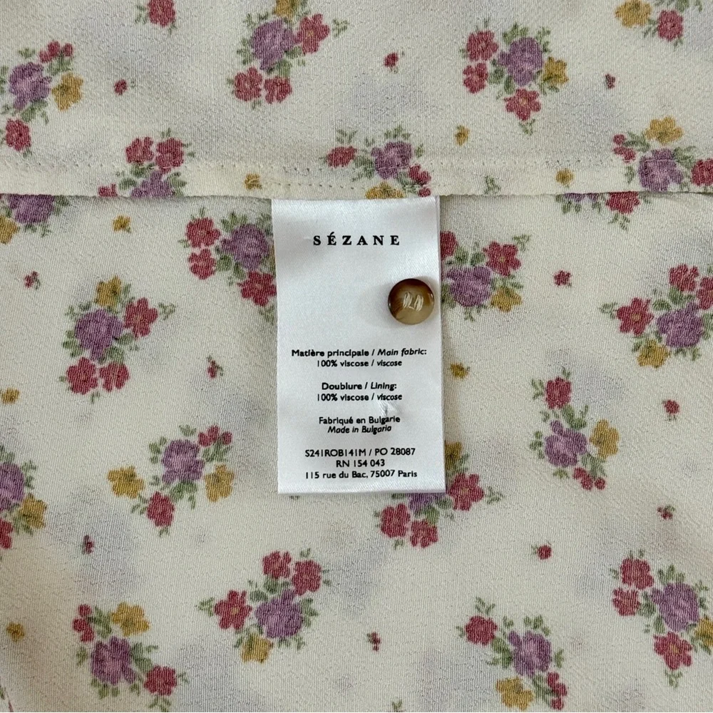 NWT Sezane Midi Floral Short-Sleeve Ophelia Dress - Picture 7 of 7